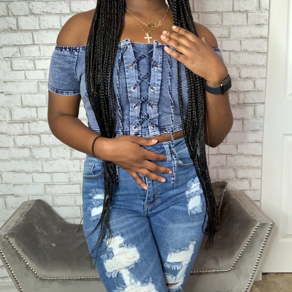 Denim Shoulder Top